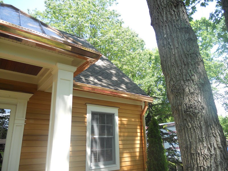 Copper K-style gutters installed by The Gutter Guys